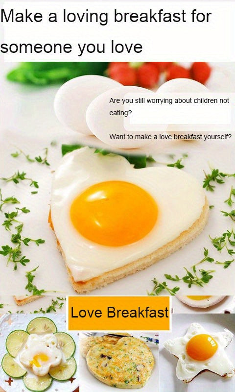 5/7/10pcs set of thickened stainless steel egg fryer model, love shaped egg frying mold, creative egg ring, fried egg, poached egg grinding tool