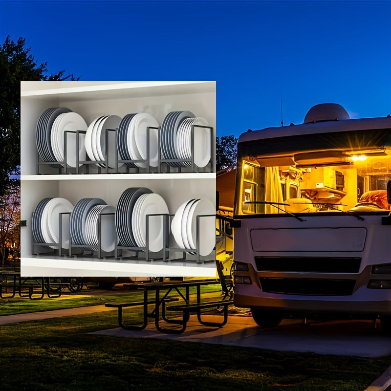 Suport Organizare Farfurii pentru Sertar – Rack de Depozitare pentru Dulap, Uscare și Organizare, Ideal pentru Bucătărie și Rulote (RV)