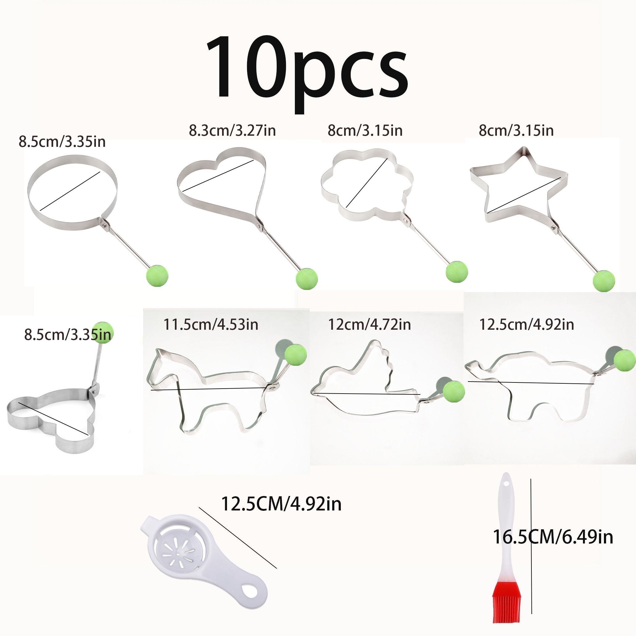 5/7/10pcs set of thickened stainless steel egg fryer model, love shaped egg frying mold, creative egg ring, fried egg, poached egg grinding tool