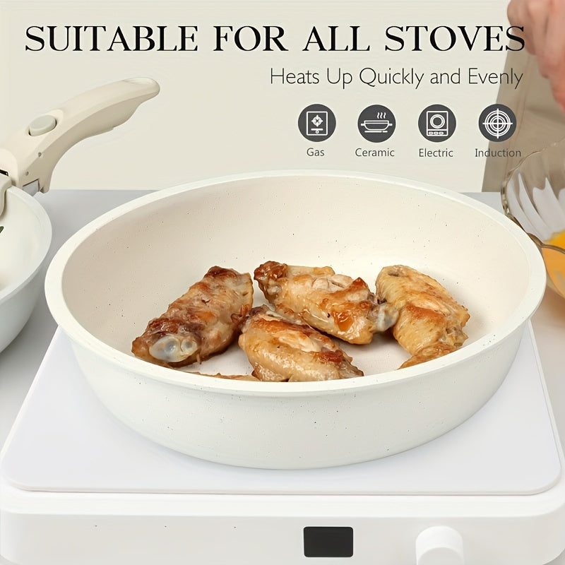 Set de Vase Antiaderente KEMORELA (5 Bucăți) cu Mânere Detașabile | Stivuibile, Sigure pentru Cuptor