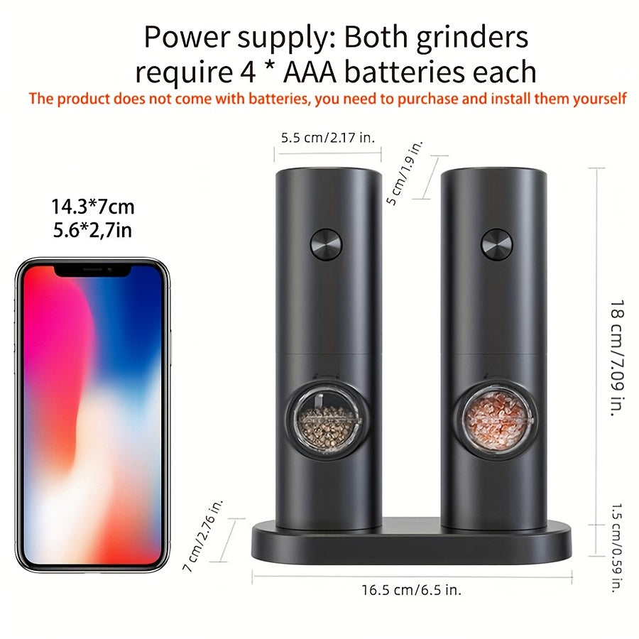 Râșniță Electrică Inteligentă pentru Sare și Piper (1 sau 2 buc.) | Automată, cu Senzor, Design Modern