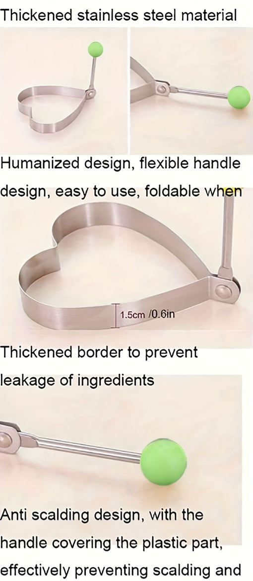 5/7/10pcs set of thickened stainless steel egg fryer model, love shaped egg frying mold, creative egg ring, fried egg, poached egg grinding tool