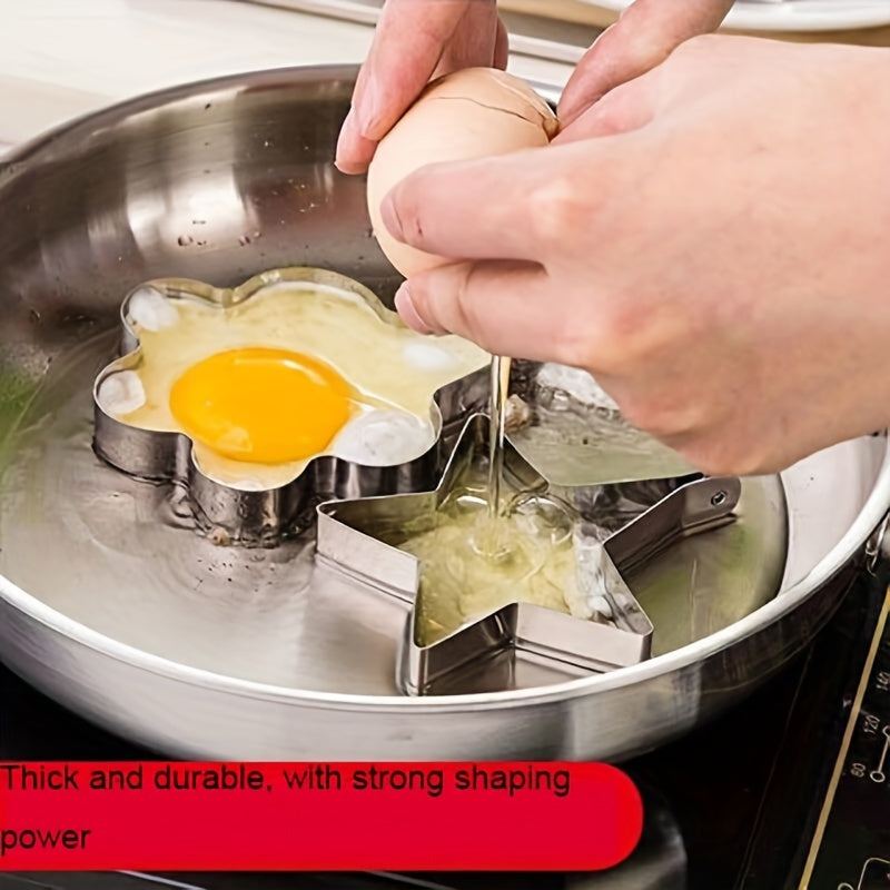 5/7/10pcs set of thickened stainless steel egg fryer model, love shaped egg frying mold, creative egg ring, fried egg, poached egg grinding tool